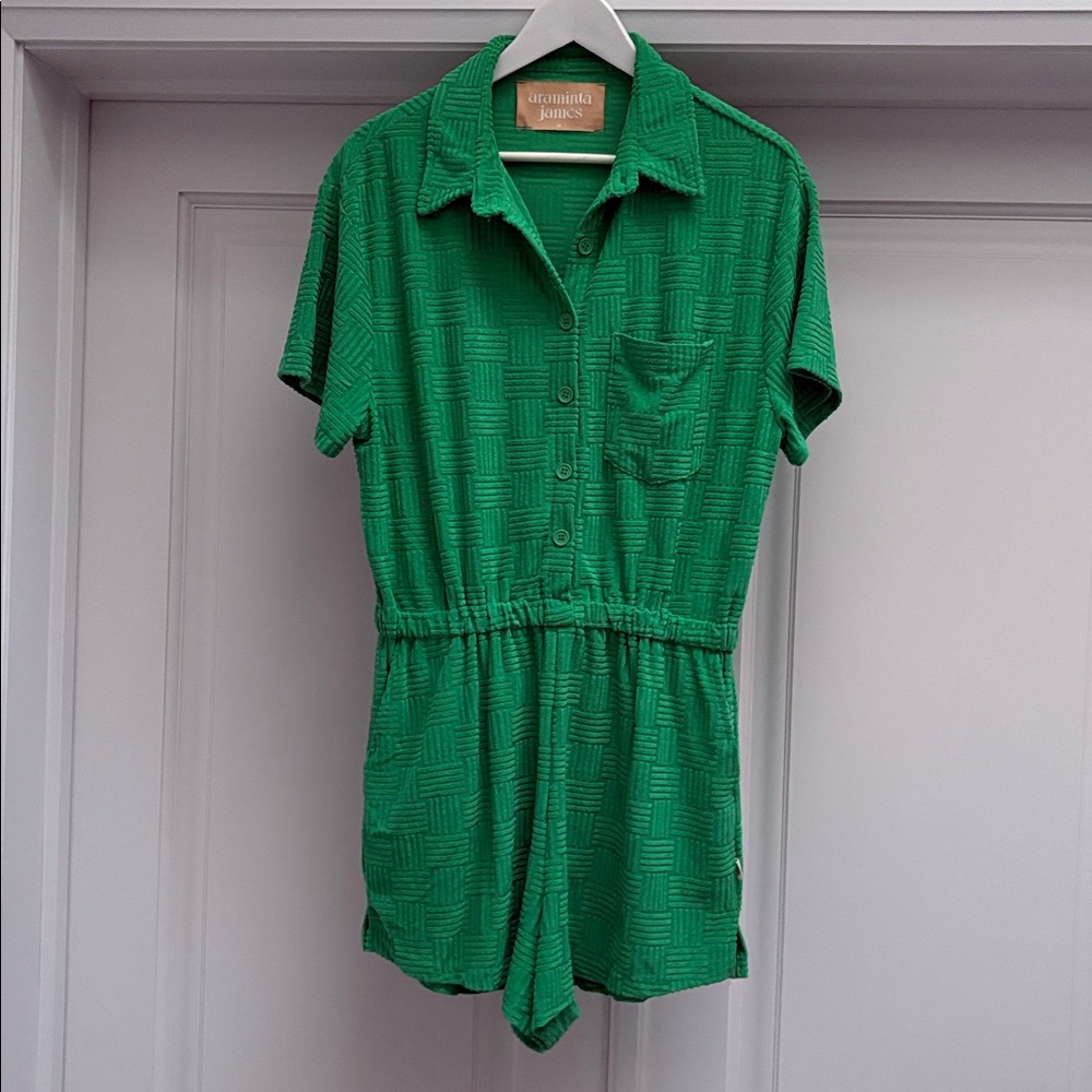 ARAMINTA JAMES Rattan Terry Romper in Tropical Green